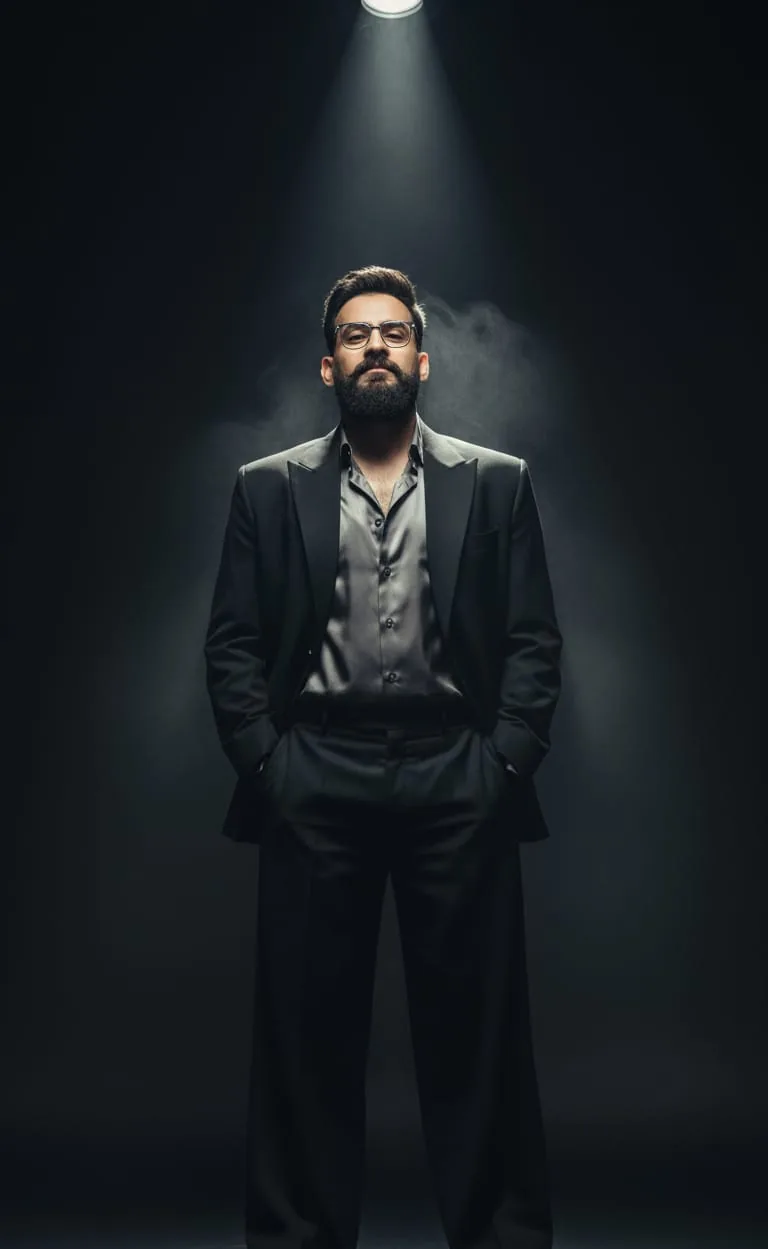 Raza Hasnain portrait under a spotlight
